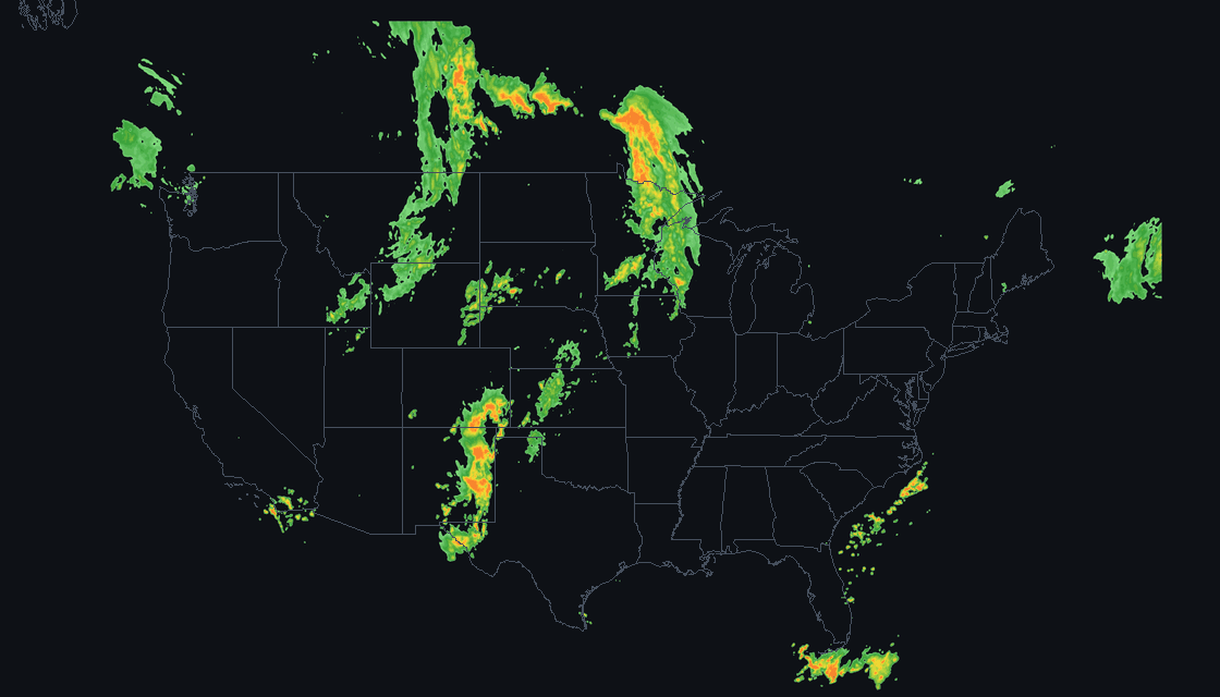 Animated radar loop over the continental United States